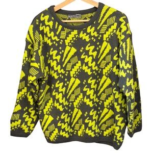 Vintage 80's Mexx Sweater Neon Geometric Retro Aesthetic Funky Knitwear